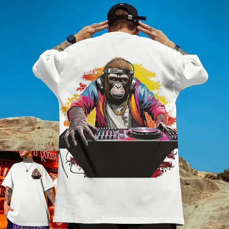 3d Hip Hop Monkey Print Short Sleeve T-Shirt For Men Street Trend Man Clothes Funny Men\'s T-Shirt Summer Casual Quick Dry Tees