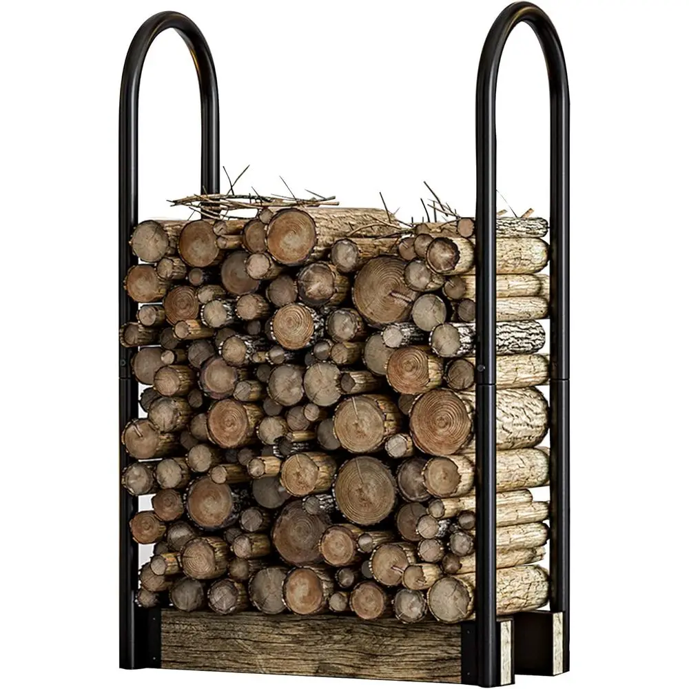 

ire Beauty irewood Log Rack Adjustable Bracket Kit, ireplace Wood Storage Holder,Black Powder,Coated Steel, Outdoor and Indoor(A