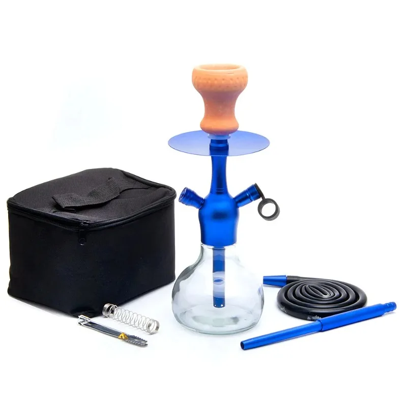 

【Best Sale】DEJAYA Glass Hookah Set Chicha Shisha Pipe Narguile Completo With Black Bag Hose Bowl Tongs Charcoal Tray Cachimba Pi