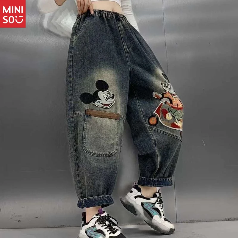 Disney Mickey Mouse Jeans for Women, Embroidered Trousers for Work & Daily Wear