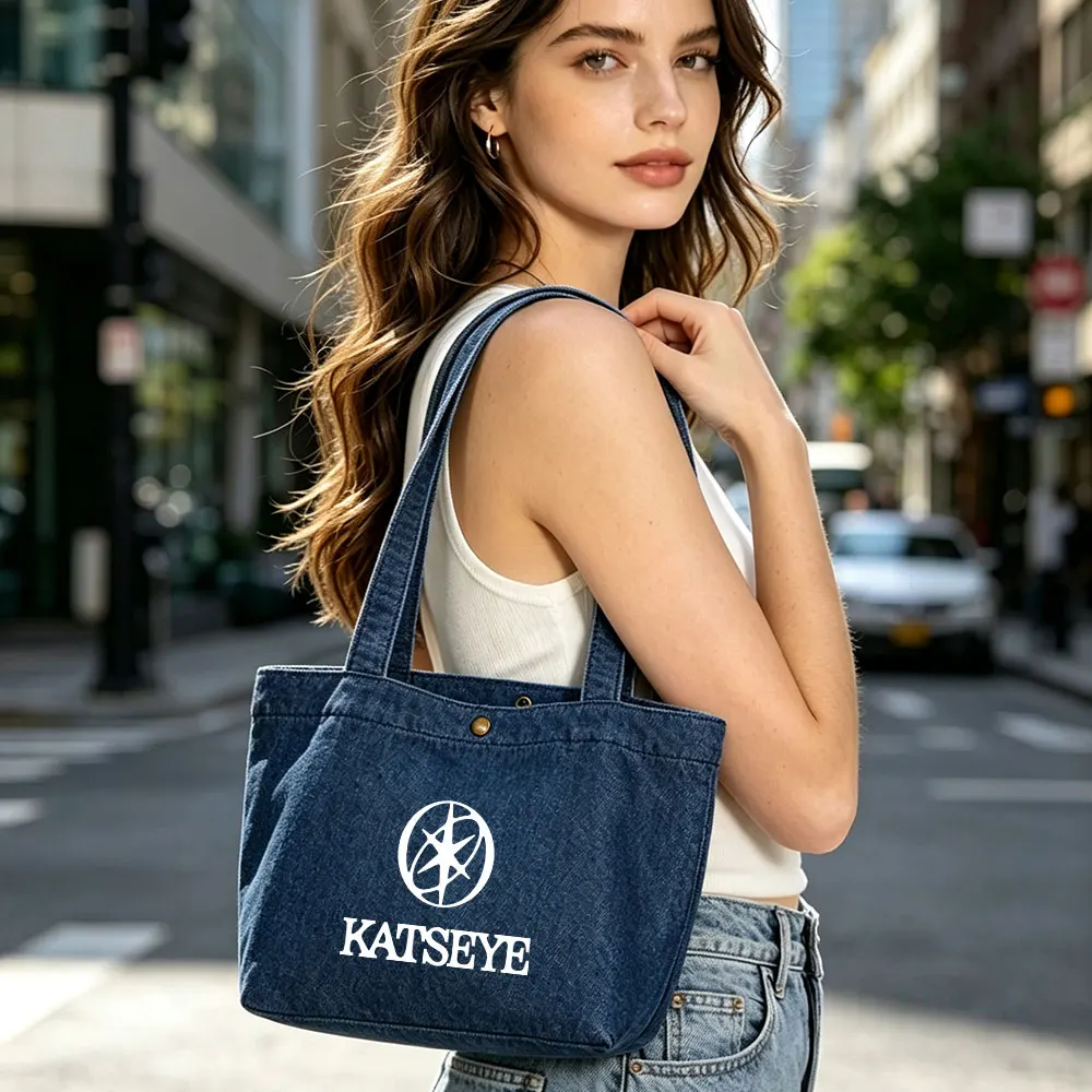 Kpop KATSEYE Tote Bag Women Small Denim Shoulder Bag for Beach Travel Shopping