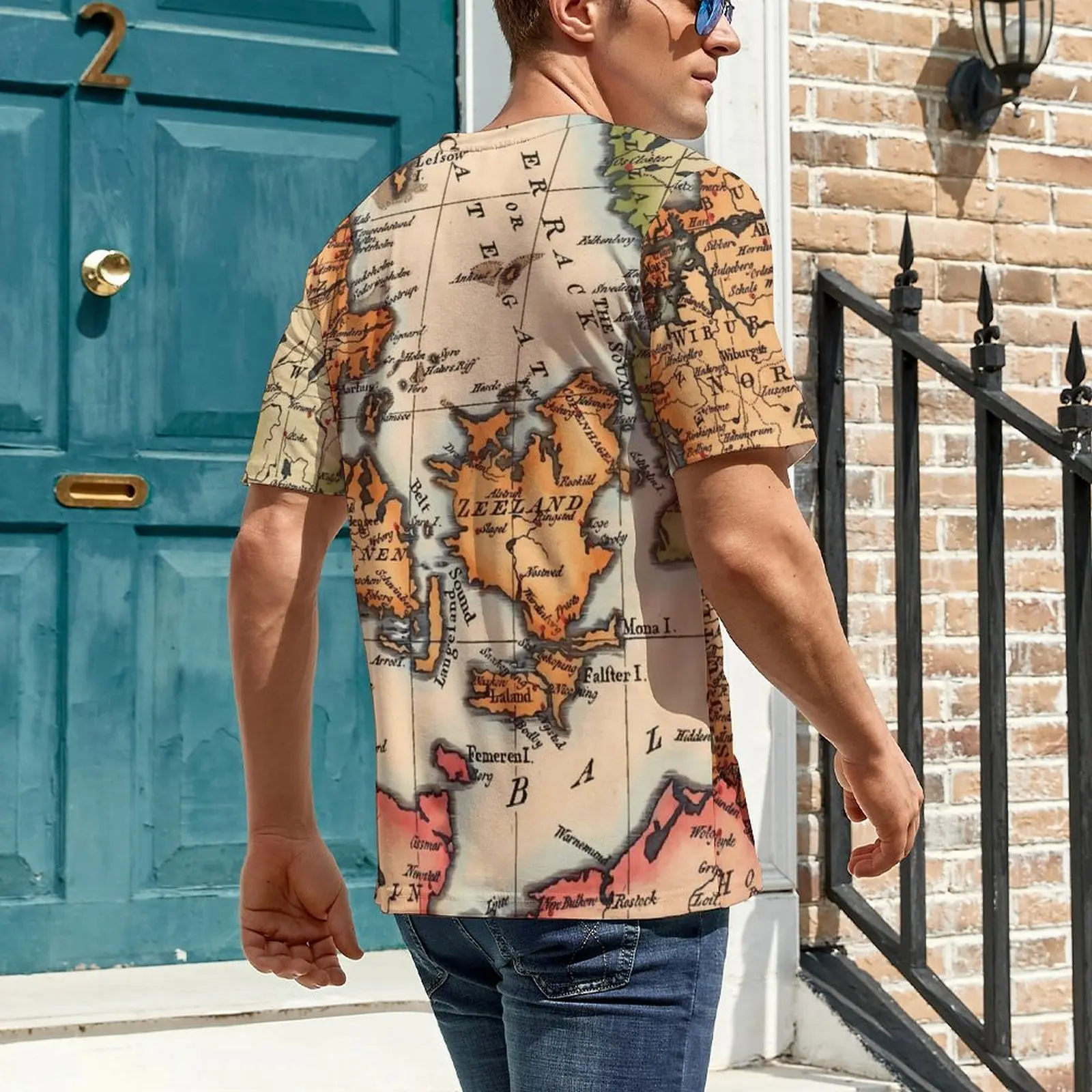History World Map T-Shirt For Male Old Maps Graphic O Neck T Shirts Premium Clothing Short Sleeves Classic Oversize Tee Shirt