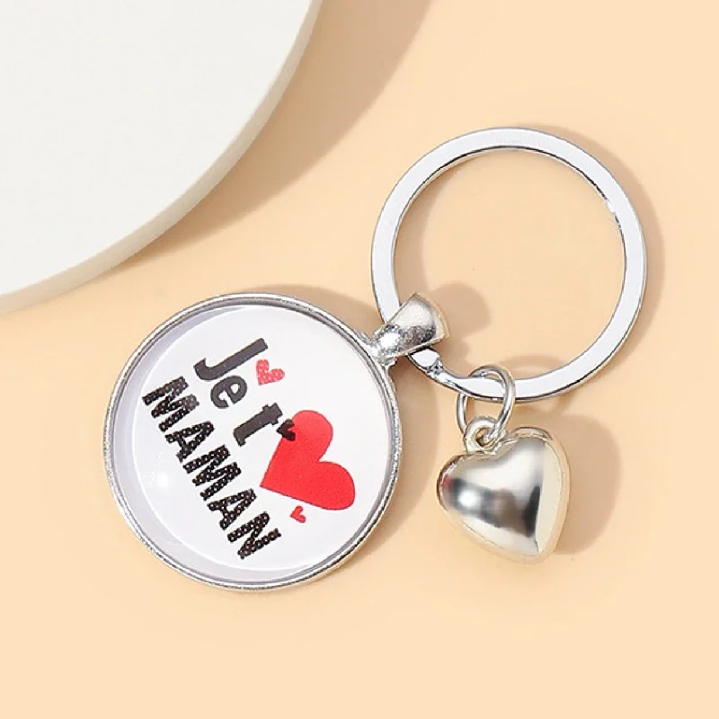 1pcs European and N Mother's Day Mother and Daughter Love Time Gem Key Ring, Glass Pendant Key Chain Birthday Gift