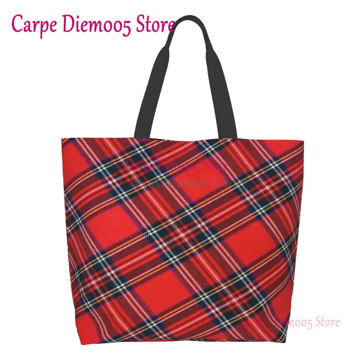 Women Shoulder Bag Royal Stewart Tartan Large Capacity Shopping Grocery Tote Bag For Ladies