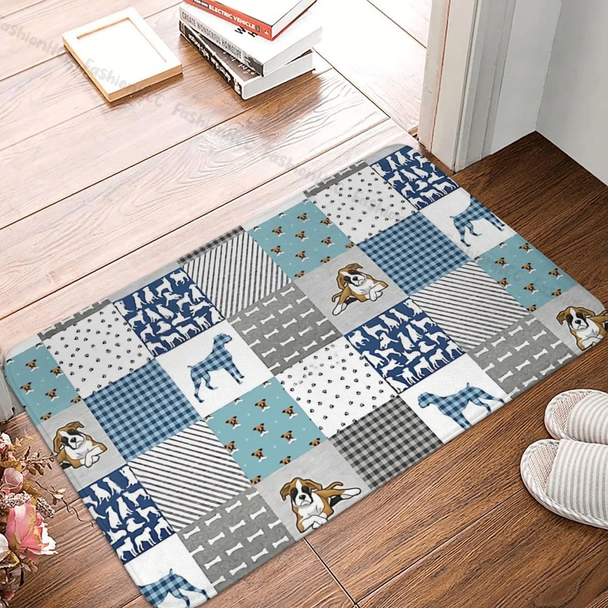 Dog Non-slip Doormat BOXER DOG CUTE Bath Kitchen Mat Outdoor Carpet Flannel Pattern Decor