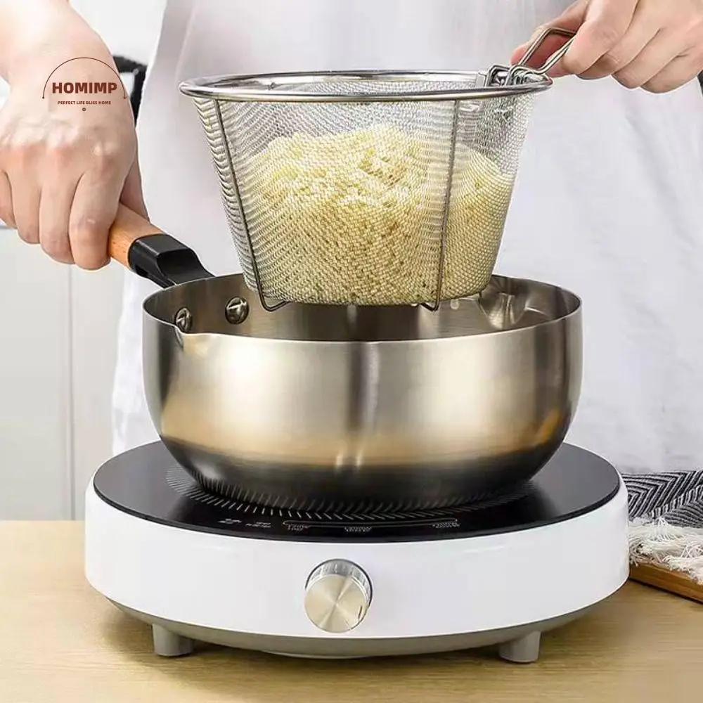 

Chicken Wings French Fries Kitchen with Handle Stainless Steel Foldable Cooking Tools Food Colander Filter Frying Basket
