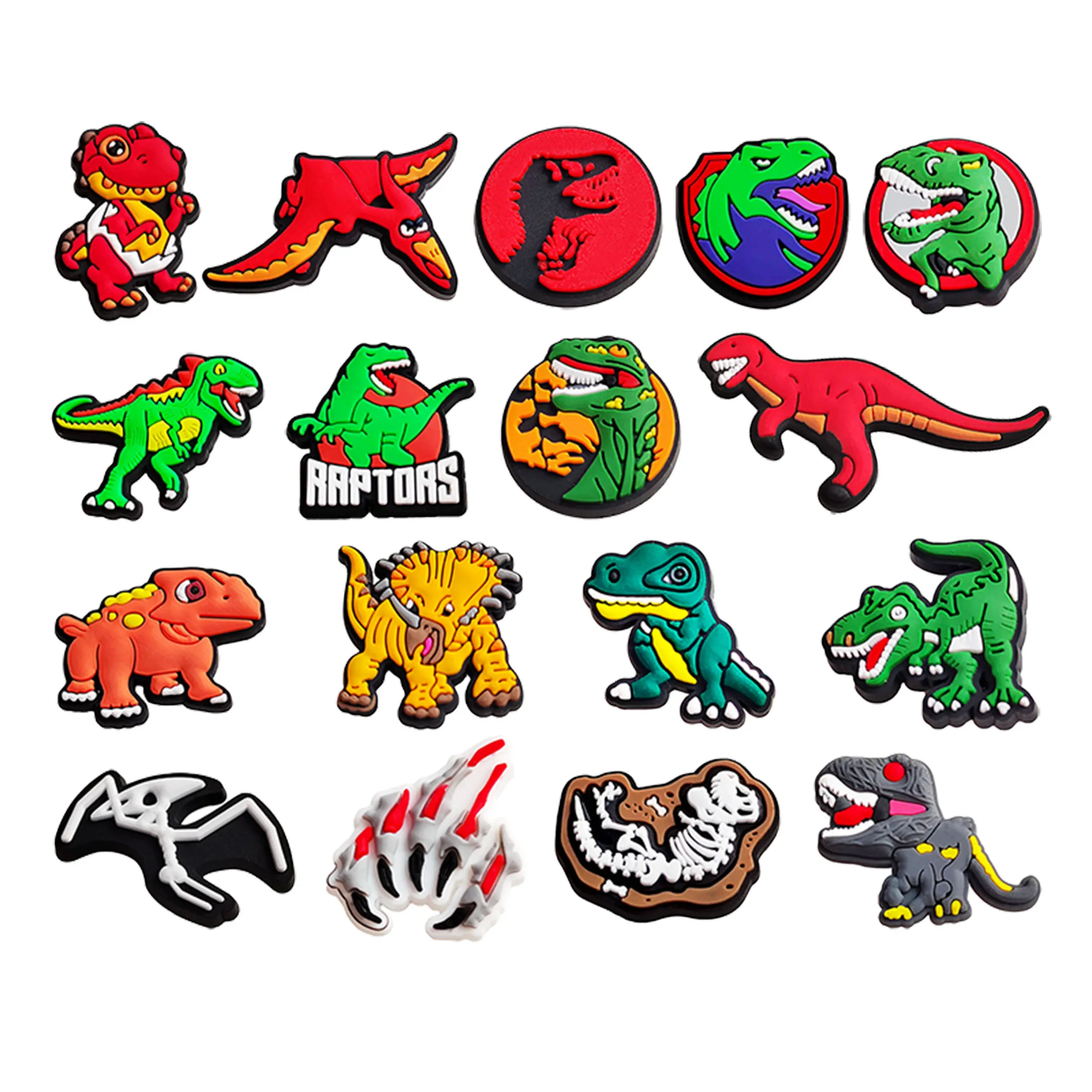 Dinosaur ManCartoon Series for Kids, Encantos de Sapato, Acessórios, Decoração DIY, Clog Clássico, Presentes, 17 Pcs