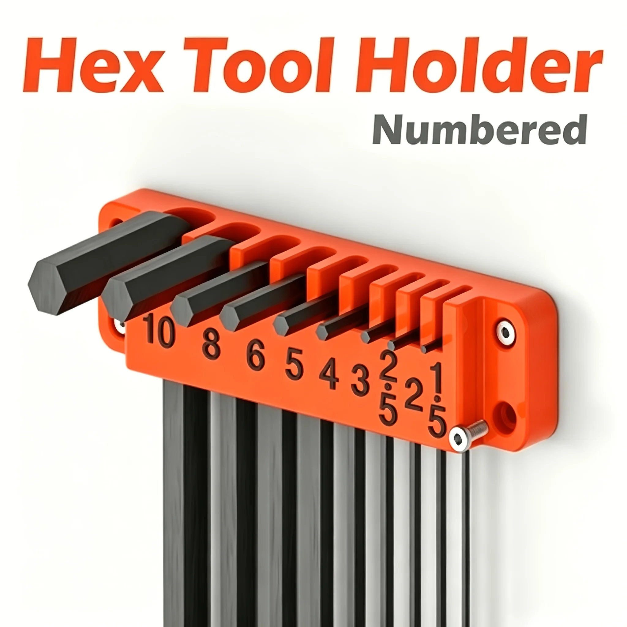 9 Hole Hex Key And Torx Star Wrench Holder, 3D Printed Plastic Wall Mount Tool Organizer Rack for Garage Storage