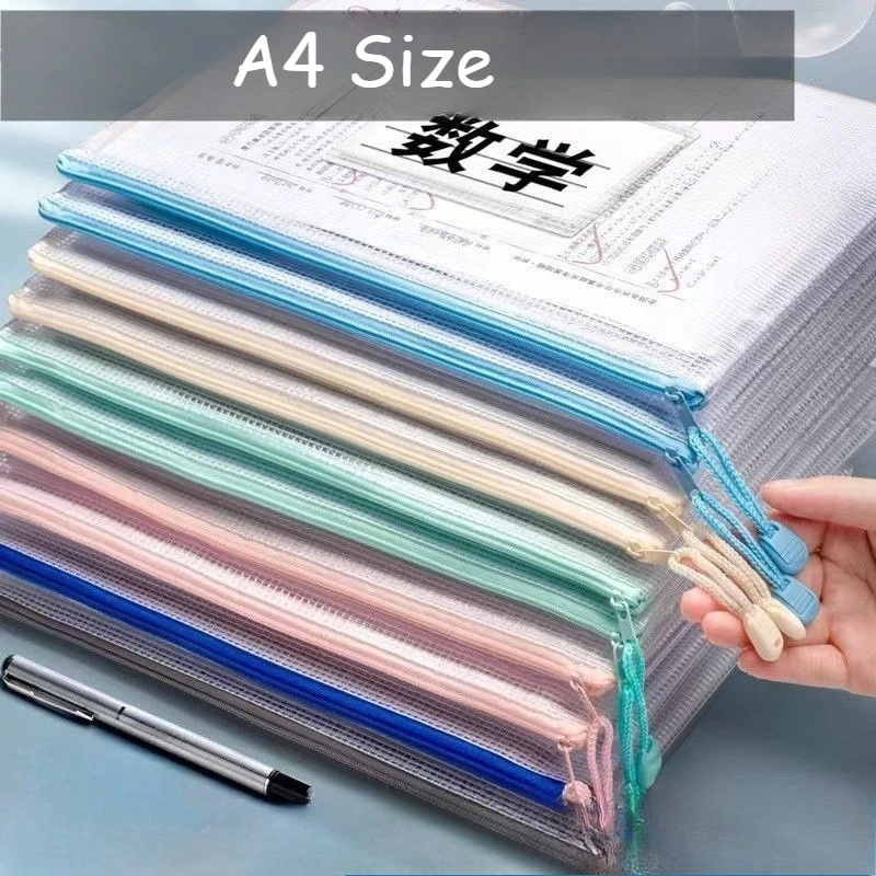 

10Pcs/Set Zipper Mesh A4 File Folders Clear Travel Stationery Bills Filing Products Bags Document Books Papers Organizer Pouch