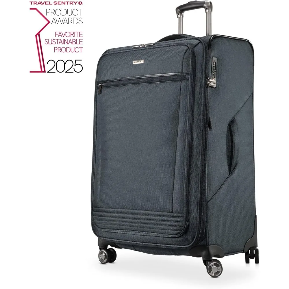 Eco-Friendly Lightweight 2-Piece Luggage Set Sustainable Recycled PET Material, Softside Travel Suitcase Set