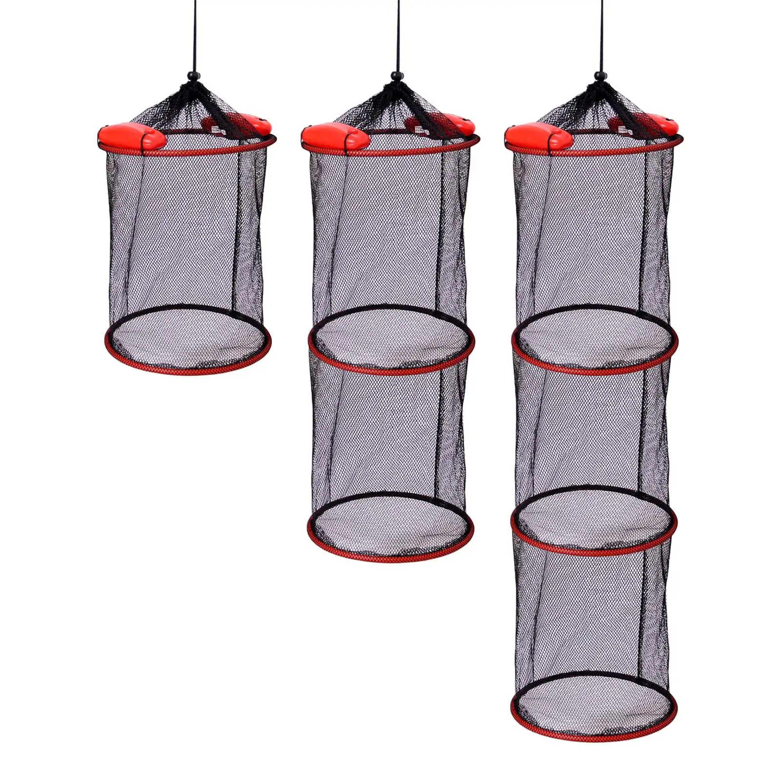 Float Fish Basket Heavy Duty Accessories Storage Fishing Cage Nylon Netting for Leaches Lobsters Live Caught Minnows