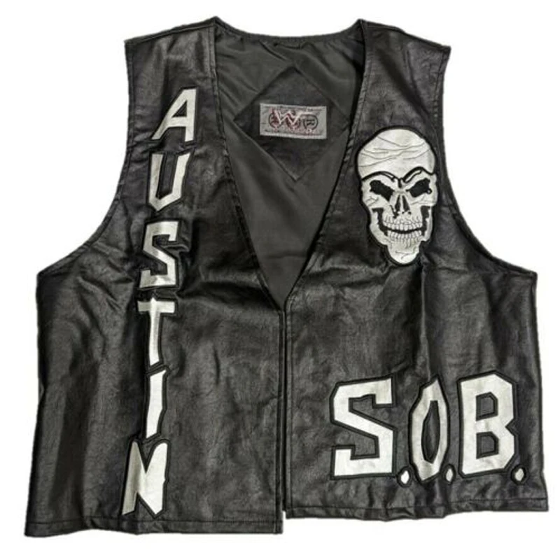 WWF WHOOP ASS 100% SOB Stone Cold Steve Austin 316 Smoking Skull Weste Attitude Era Neue Vintage Merchandise Sammlerstück – Detail 10