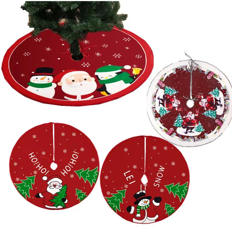 Christmas Tree Skirt Plush Snowflake Santa Claus Carpet Mat Christmas Tree Decoration Ornament Home Xmas New Year Decorations