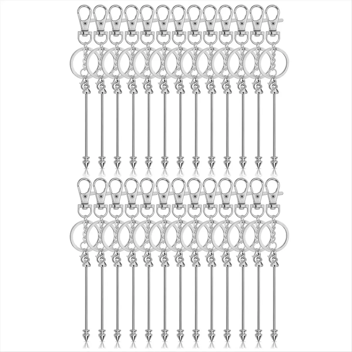 ABNH 26Pcs Beadable Keychain Bar,Bead Keychain Beaded Keychain for Pendant DIY,Blank Keychain Accessories for Keychain Making