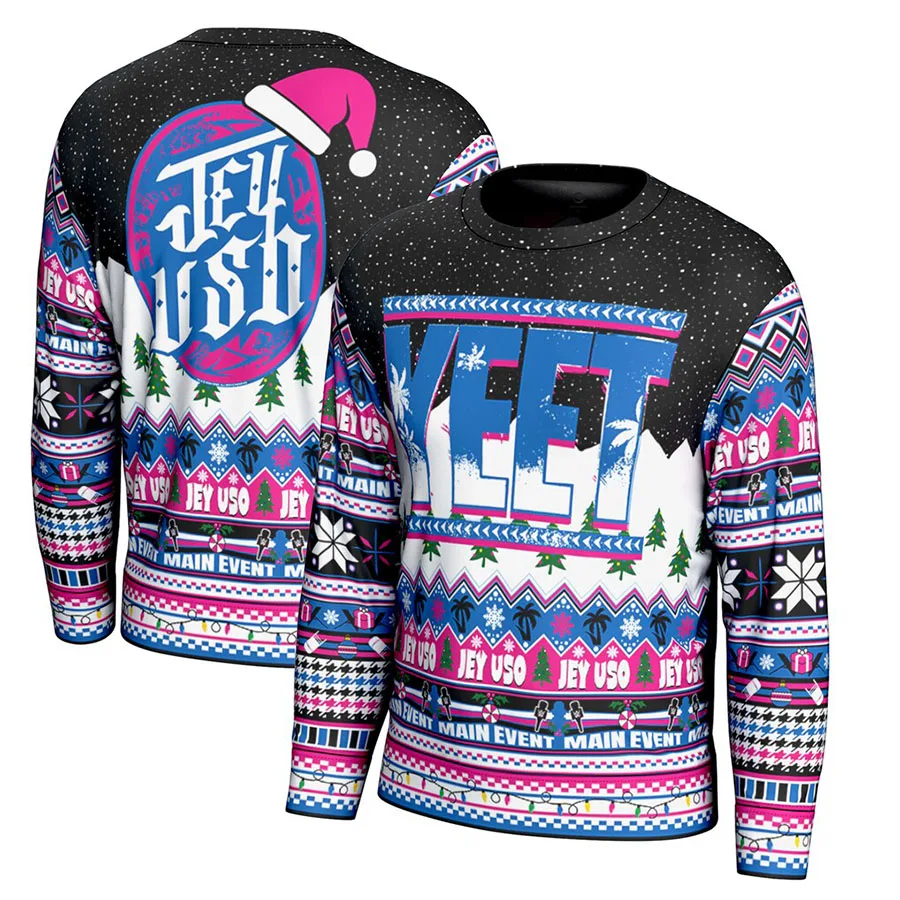 Men's Black Jey Uso Ugly Sweater Simple And Fashionable Versatile Soft And Close Fitting Suitable For Christmas Movie Night