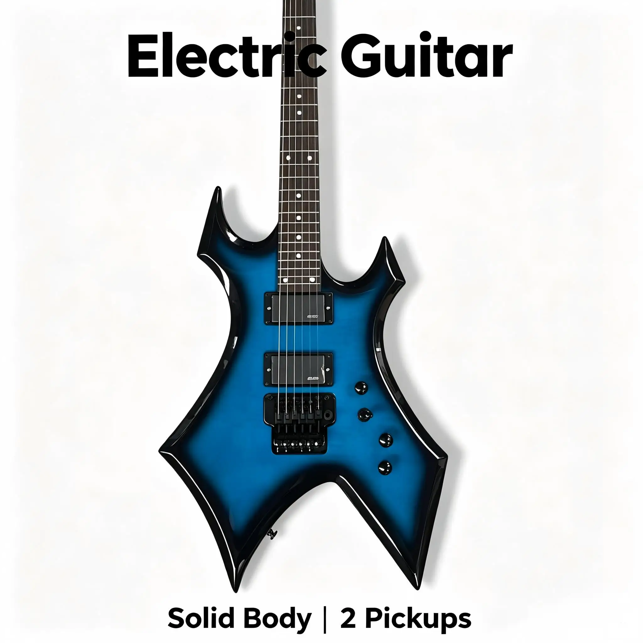 Blue Black Tiger Stripe Warrior Electric Guitar, HH High-Output Pickups, Double Locking Tremolo, 24 Frets