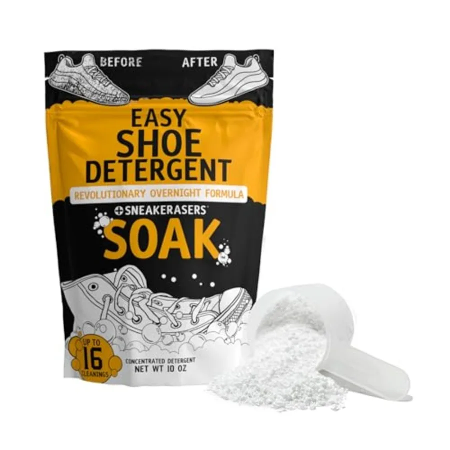 

Overnight Soak, Shoe and Sneaker Cleaner, Easy Detergent for Sneakers athletic shoes, and more. No fuss!