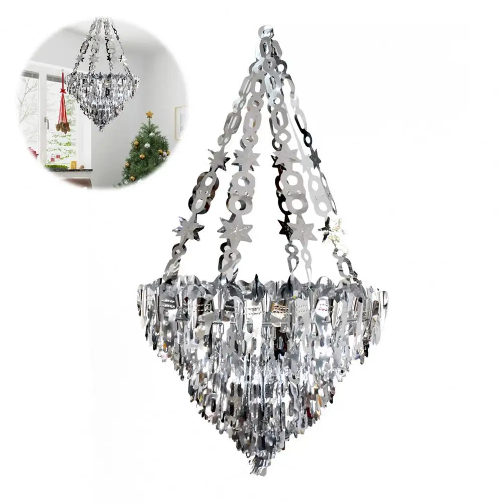 

Iridescent Chandelier Hanging Decoration Shiny Clear Foil Ceiling Decor for Bridal Shower Wedding Birthday Home Decor