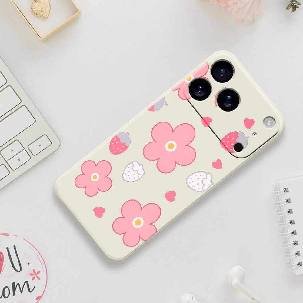 꽃과 딸기 스타일 아이폰 17 프로 맥스 17 에어 16 15 14플러스 13 12 11 프로 맥스 XS 맥스 16E 실리콘 소프트 커버