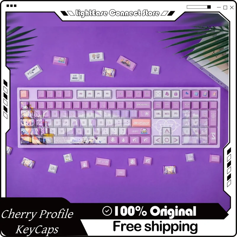 Blue Archive Shirasu Azusa Theme Keycaps 120 Keys Cherry Profile Pbt Mechanical Keyboard Cute Cartoon Anime Game Gift Keycaps