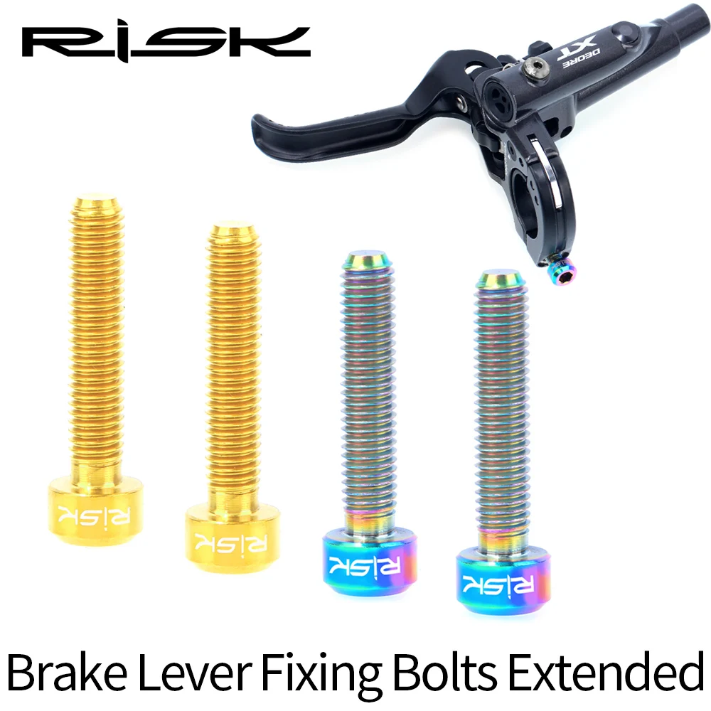 2pcs Risk Titanium Alloy Bike Brake Lever Bolts Ultralight M5*25mm Bicycle Screws Extended for XT M8000 Cycling Parts