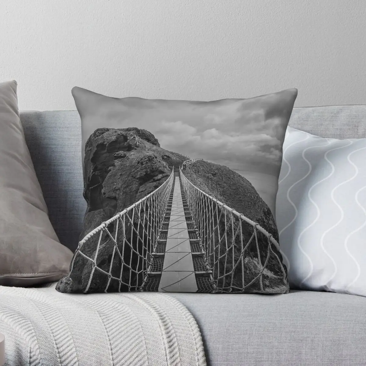 

Carrick-a-Rede Northern Ireland Square Pillowcase Polyester Linen Velvet Creative Zip Decor Room Cushion Cover Wholesale 45x45