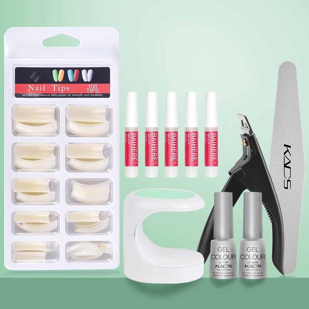 Kit per unghie punte per unghie finte e Mini lampada a LED UV estensione del Gel per unghie decorazione artistica punte per unghie accessori per Manicure strumenti