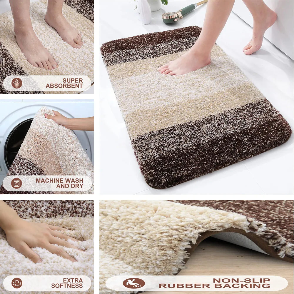 40x60CM Bathroom Rug Soft Foot Mat Absorbent Microfiber Bath Rugs Non-Slip Plush Carpet Wash Dry Bath Mat For Door Floor Shower