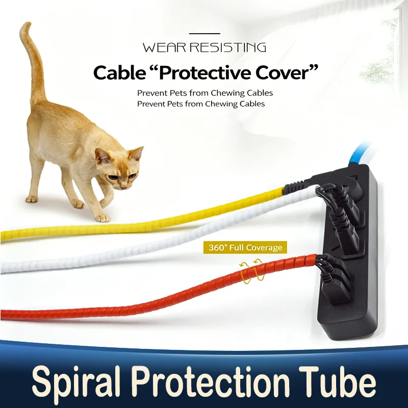1/5/10M Winding Tube 8~35mm Wire Organizer Cable Protection Sleeve Tube Protection Sleeve Spiral Wrap Winding Protector
