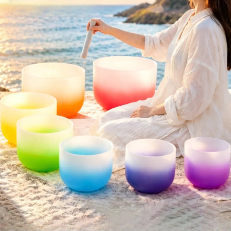 Crystal Sound Bowl Set 432Hz Professional Singing Bowls Yoga Meditation Sounds Bowl Healing Therapy Percussion Instruments