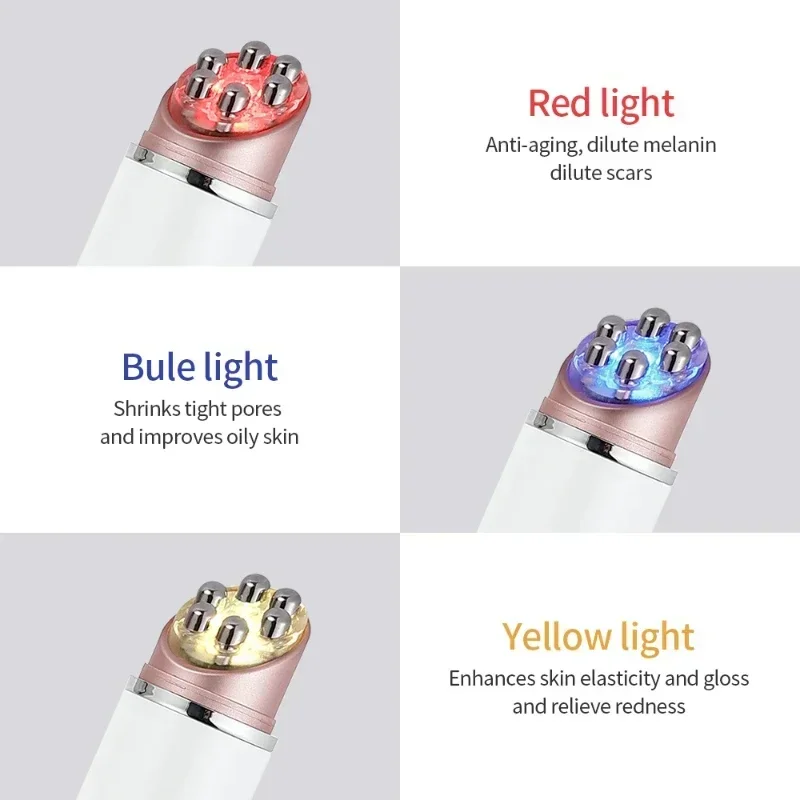 Masajeador Facial de ojos EMS, máquina de Estiramiento Facial calentada con vibración de fotones LED, eliminador de bolsas de ojos y arrugas, cuidado del rejuvenecimiento de la piel