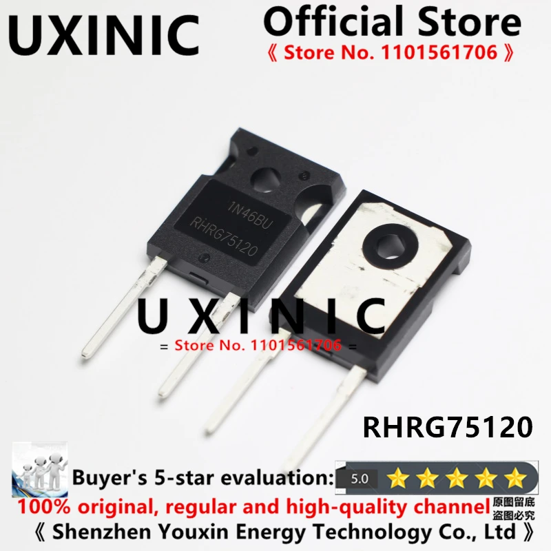 

UXINIC 100% New Imported OriginaI RHRG75120 75120 TO-247 Diode Fast Recovery Tube Rectifier 75A 1200V