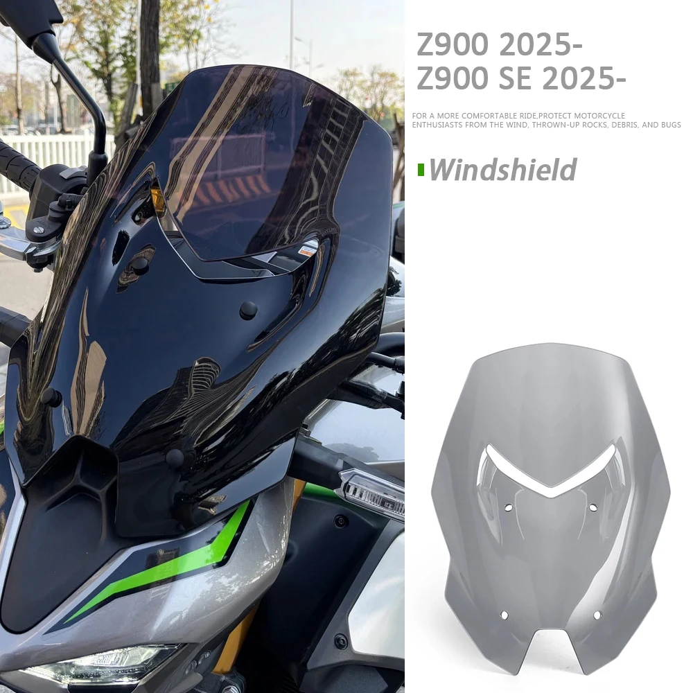 

Black Gray Transparent Fits For KAWASAKI Z900 Z 900 SE Motorcycle Accessories Sport Windshield Visor Windscreen 2025 2026