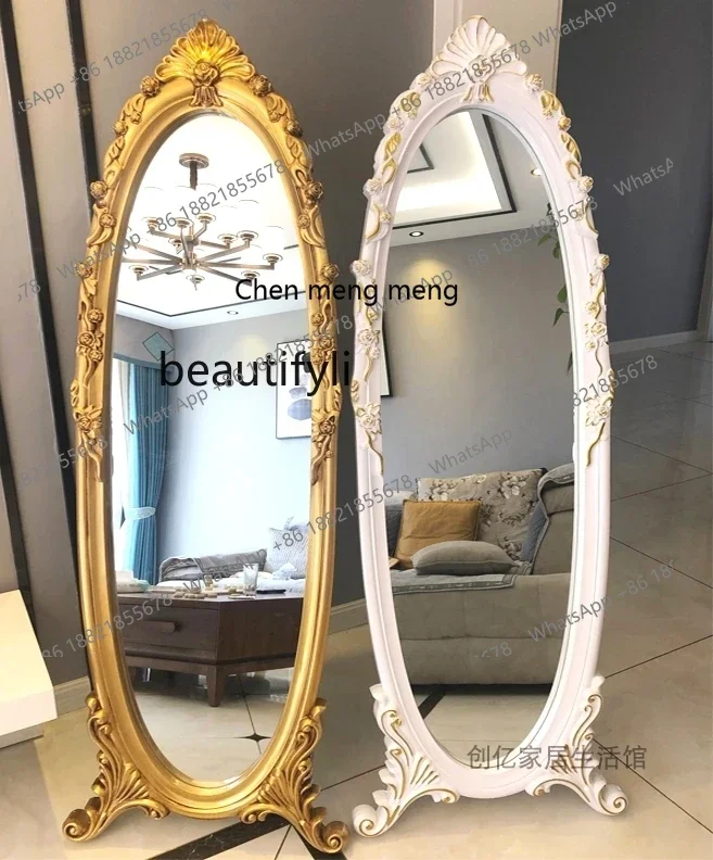 European simple full-length mirror multi-function, mobile bedroom, full body, full-length mirror household girl powder
