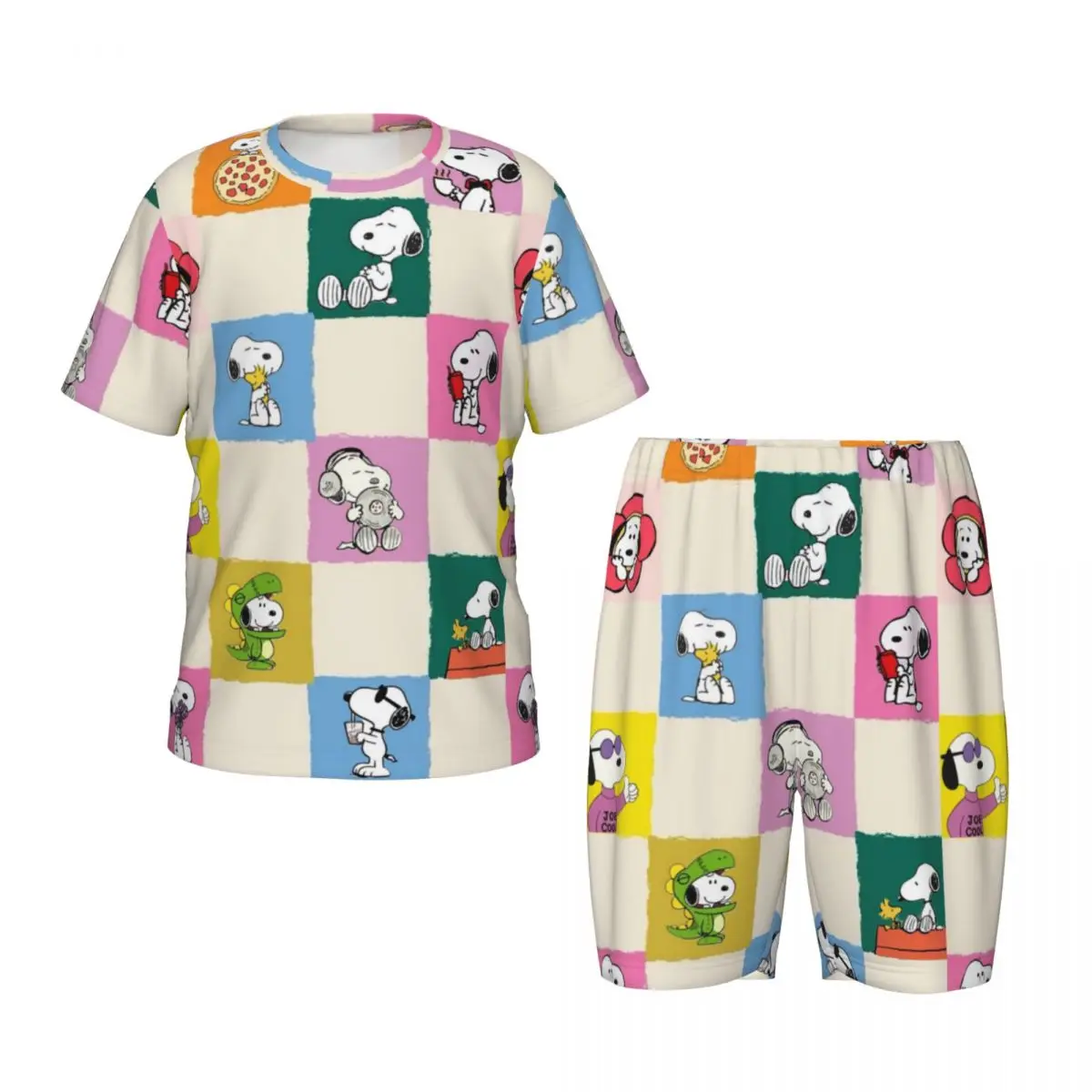 Conjunto de pijamas infantis kawaii Snoopy conjunto de 2 peças para crianças terno casual de manga comprida