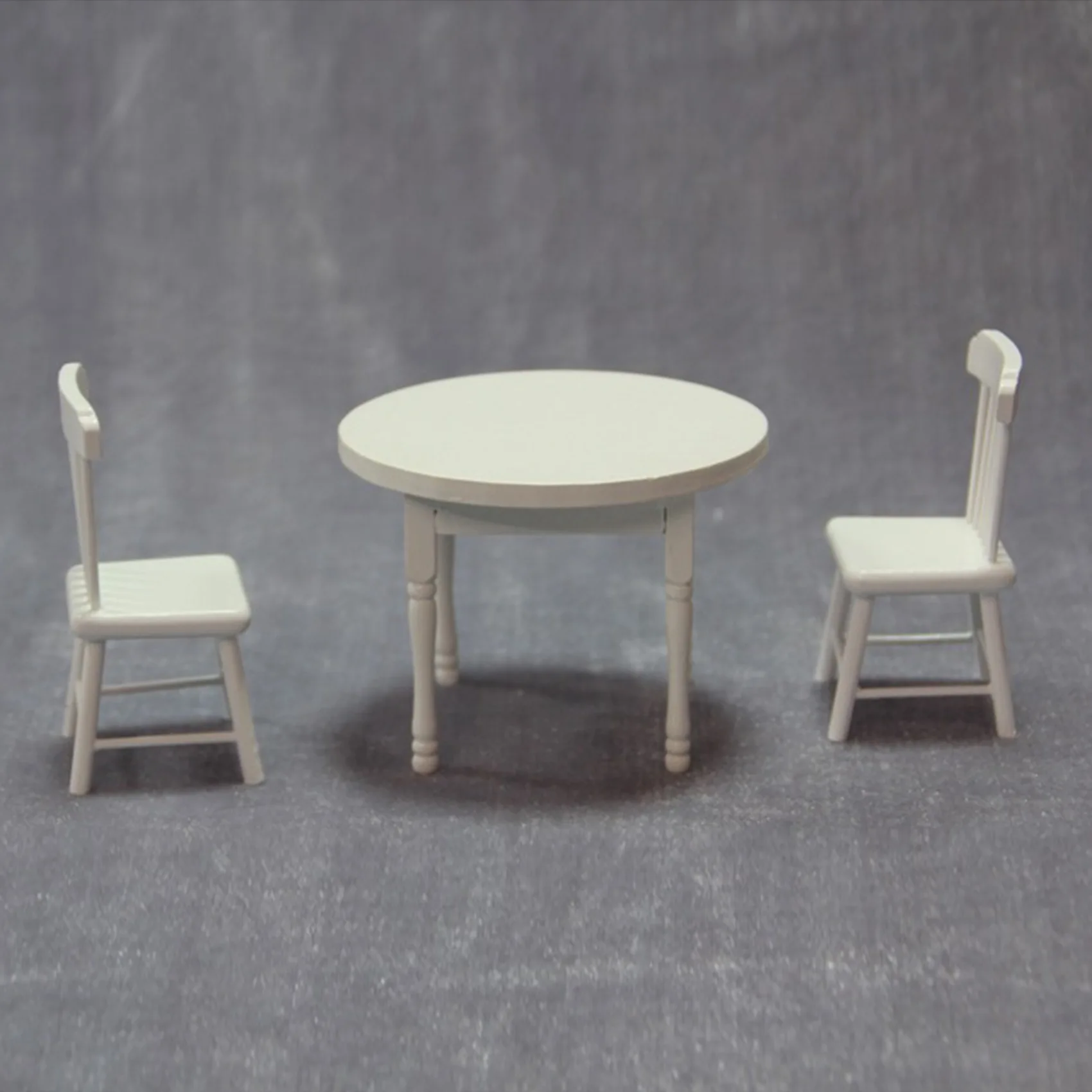 1/12 Scale Doll House Miniature Round Table Chair Set Simulation Furniture Model for Doll House Decoration