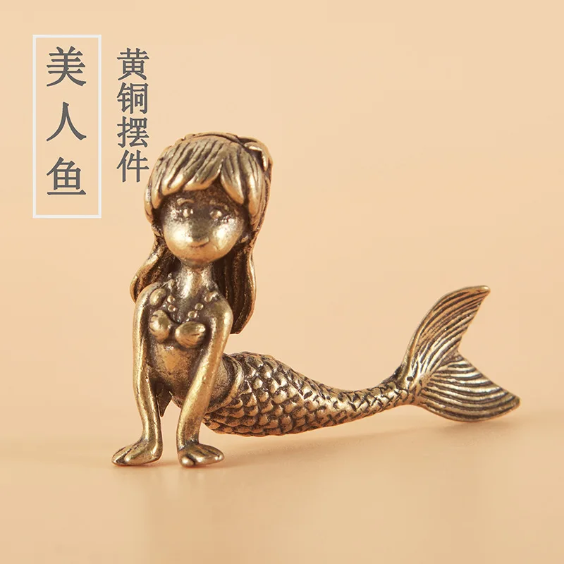 

Fairy Tale Surrounding Daughter of the Sea Mermaid Trendy Brass Antique Copper Desktop Decoration Craft Decorative Small Ornamen