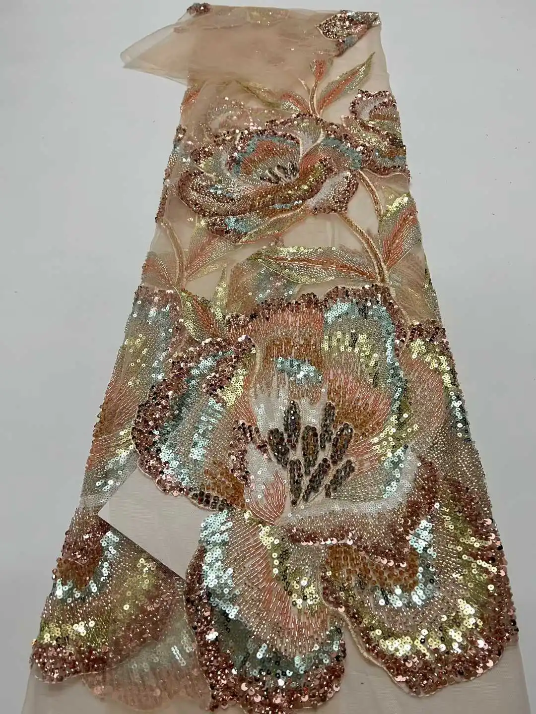 

Африканская ткань с пайетками и бисером 2026, вышивка для жениха, французская сетка, нигерийский тюль, для пошива свадебных платьев, роскошная вышивка