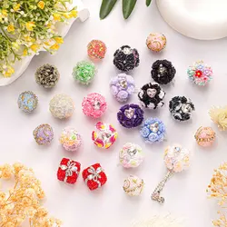 16mm Rhinestone Ball Beads Moon Star Flower Round Loose Spacer Beads for Jewelry Making DIY Craft Supplies Christmas Decoration