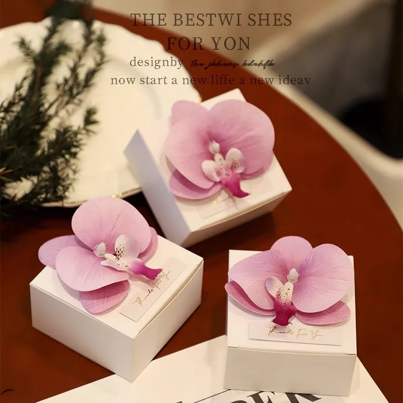 10/20/30 قطعة فراشة الأوركيد مربع كاندي صندوق حلوى الزفاف التعبئة والتغليف استحمام الطفل لوازم الحفلات #1