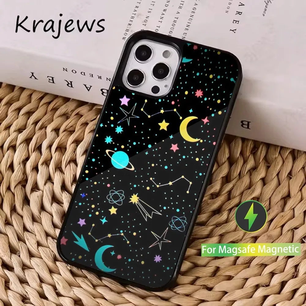 Starry Night Constellations Phone Case  For iPhone 16,15,14,13,12,11,Pro,Max,Plus,Mini, Magsafe,Magnetic Wireless Charging Case