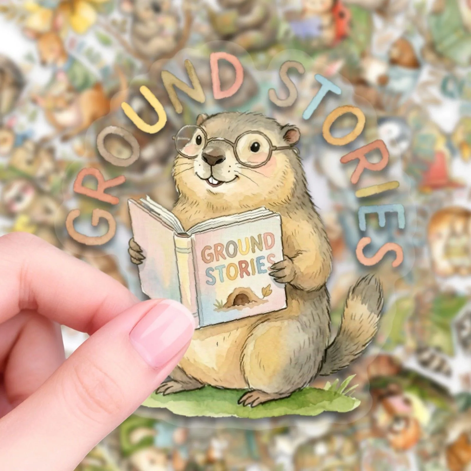 50Pcs Cozy Watercolor Bookworm Stickers, Transparent PET Heartwarming Decals for Junk Journal & Phones Laptops Water Bottles