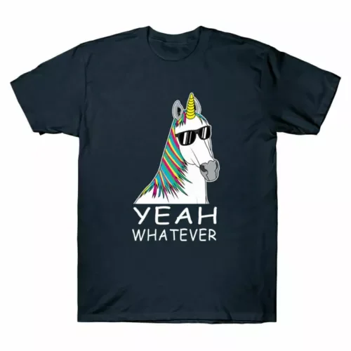 Whatever Unicorn Sunglasses Men's T-Shirt Wearing Yeah Funny Gift  Anime Graphic T-shirts for Men Clothing Women Tees Y2K