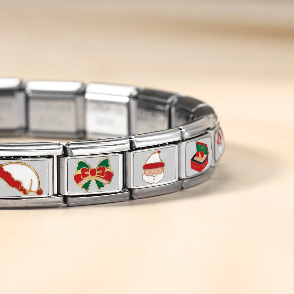 GEMOSA Festival Trendige Weihnachtsgeschenke Bunte Charm-Verbindungsperlen aus Edelstahl 9mm für DIY-Armband Italienischer Schmuck – Detail 4