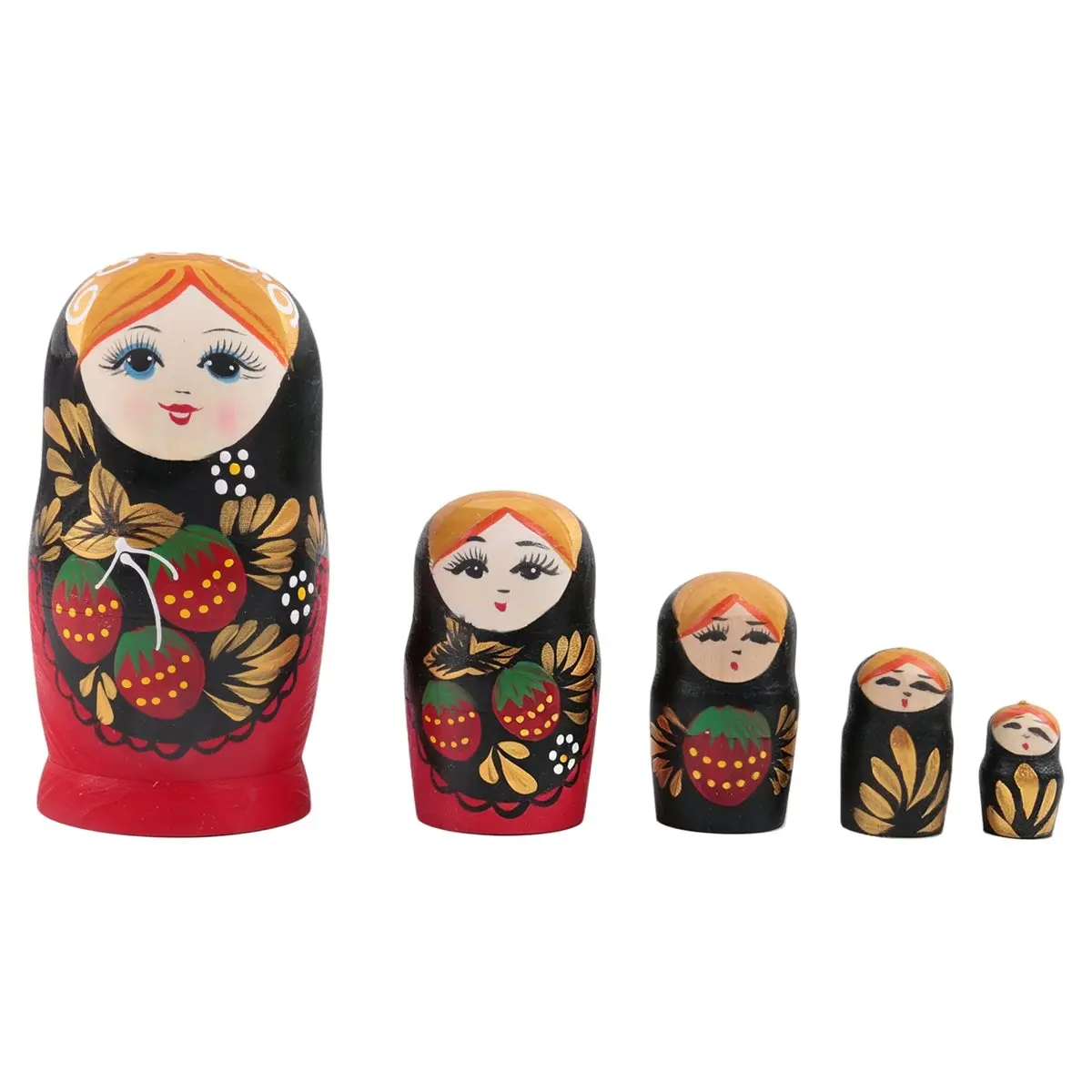 Compatible 5PCS Matryoshka Dolls Nesting Dolls Handmade Cute Wood Russian Nesting Doll DIY Northeast Flowers Cute Nesting Dolls