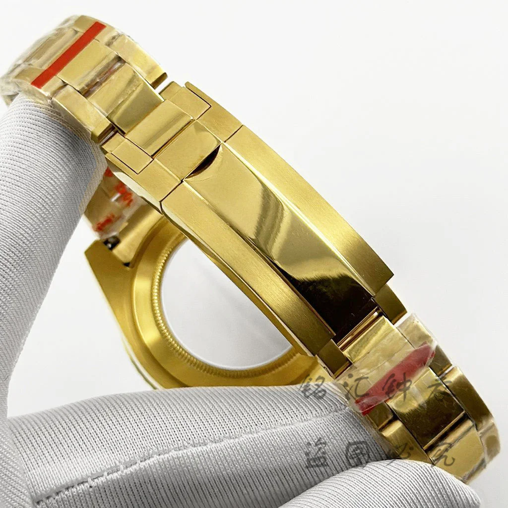 Gold 40MM Polished Band Diver Black Gold Bezel Waterproof Sapphire Crystal Watch Case For ​NH34 NH35 NH36 NH38 ETA2824 Movement