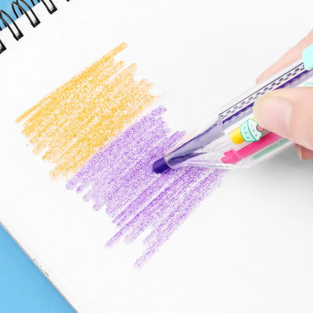 New ABS Multicolor Crayons 8 In 1 Push Style Colored Pencil Creative Portable Painting Tools Kids