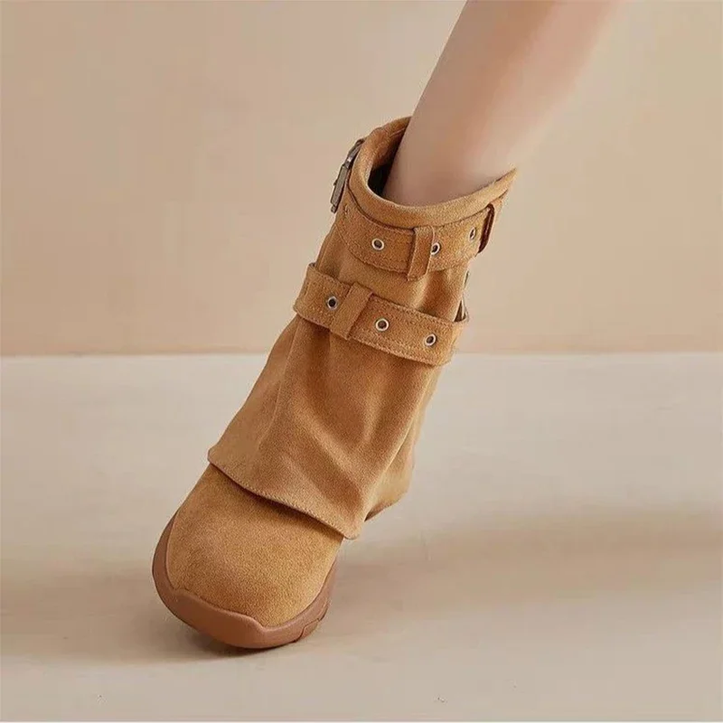 الشقق المرأة حذاء من الجلد مصمم الجلد المدبوغ أحذية رياضية 2025 جديد أحذية الشتاء المريحة غير رسمية موضة المشي حذاء رياضة Mujer الثلوج بوتاس #3