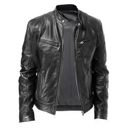 2026 Spring Casual Motorcycle Mens PU Jacket Biker Leather Coats Windbreaker Leather Jacket Men Leather Jackets Slim Clothing