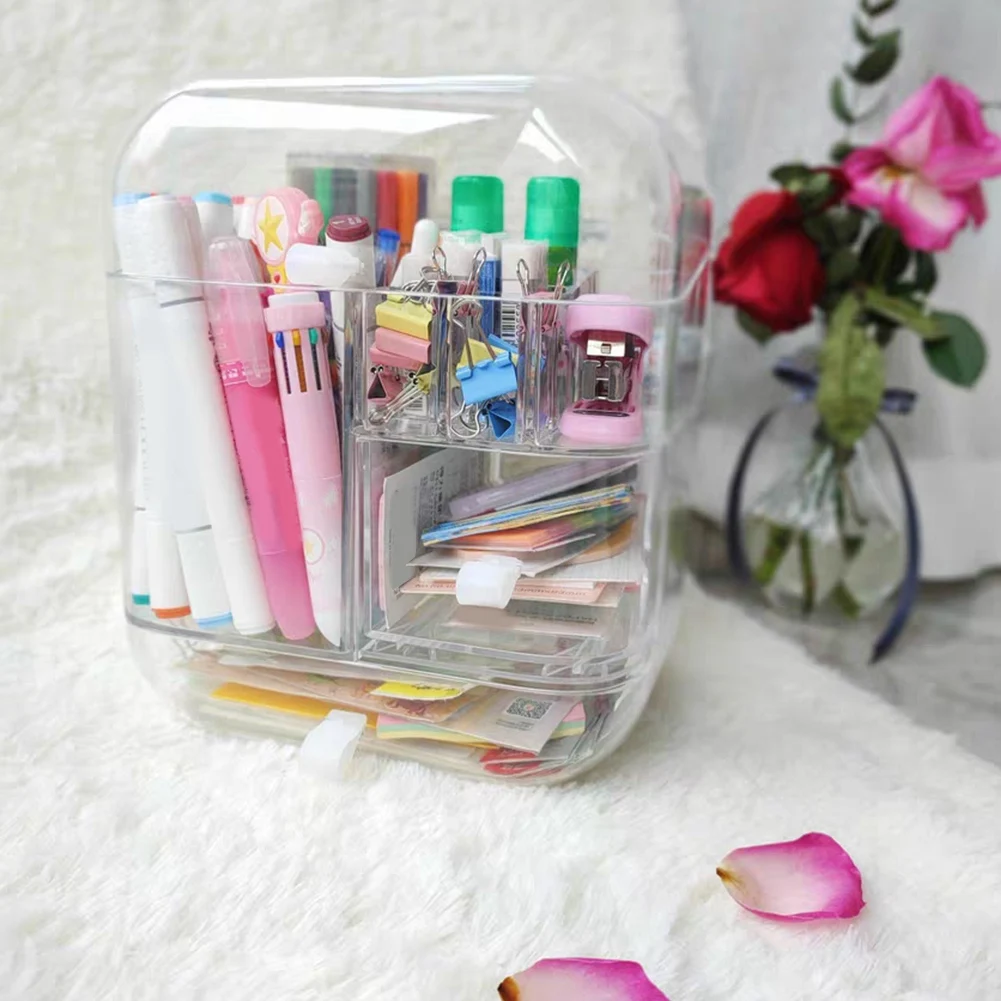 Transparent Storage Box Desktop Drawer Creative Desk Organizer Artifact For Student Dormitory Office Without Stickers